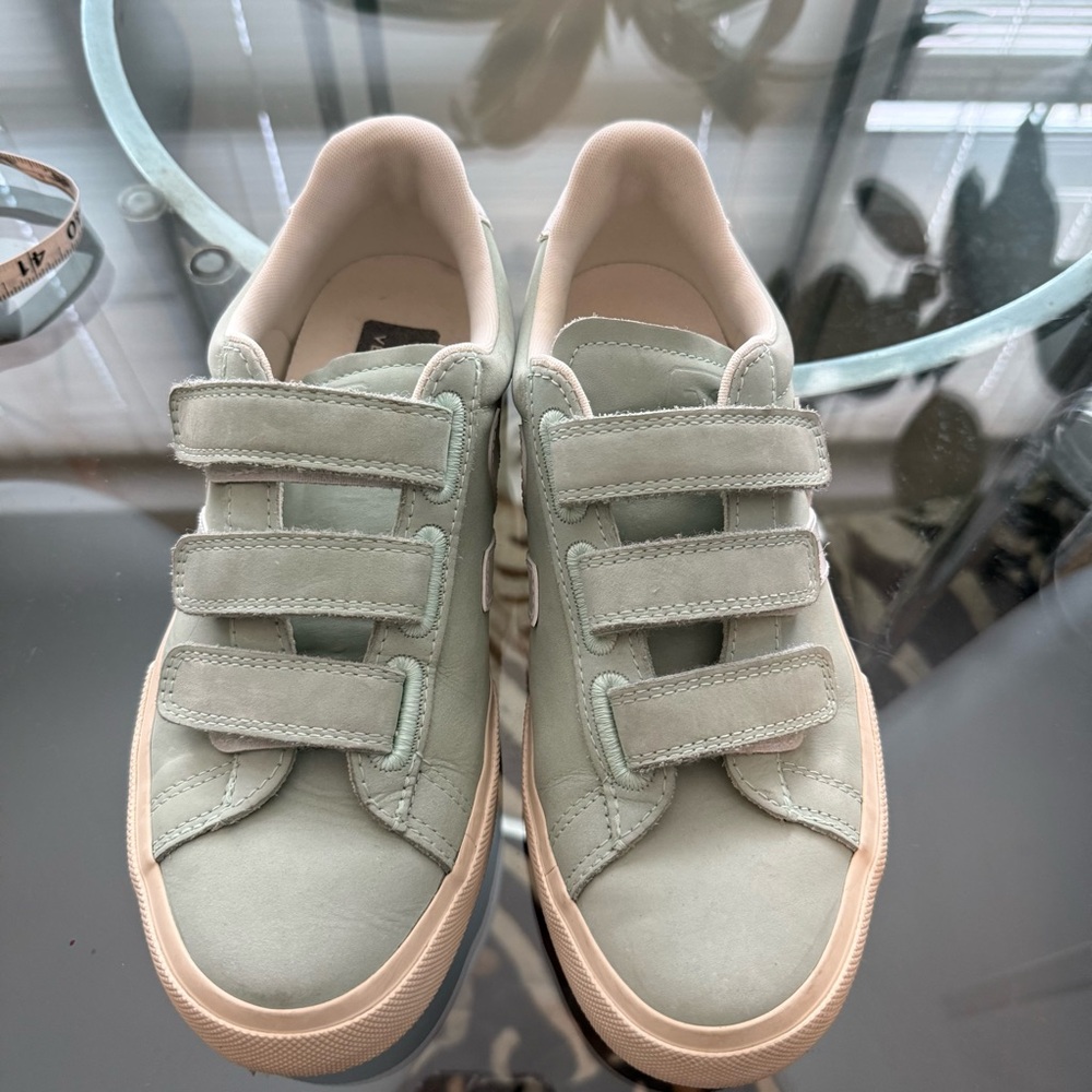 Veja Casual Velcro Sneakers in Sage Green - Picture 2 of 9